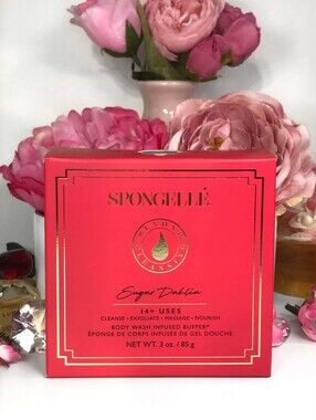 Spongelle Sugar Dahlia Boxed Flower Body Wash Infused Buffer Sponge *BNIB